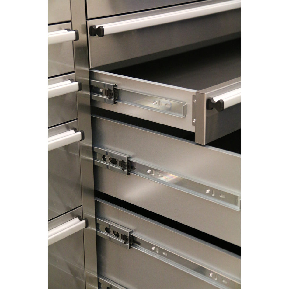 Sealey AP5520SS 10 Drawer & 2 Wall Cupboard Stainless Steel Mobile Tool Cabinet with Backboard