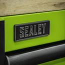 Sealey AP6115BECOMBO2 15 Drawer 1549mm Mobile Trolley with Wooden Worktop, Hutch, 2 Drawer Riser & Side Locker