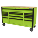 Sealey AP6115BE 15 Drawer Mobile Trolley with Wooden Worktop 1549mm