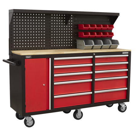 Sealey AP6310 10 Drawer Mobile Workstation with Backboard