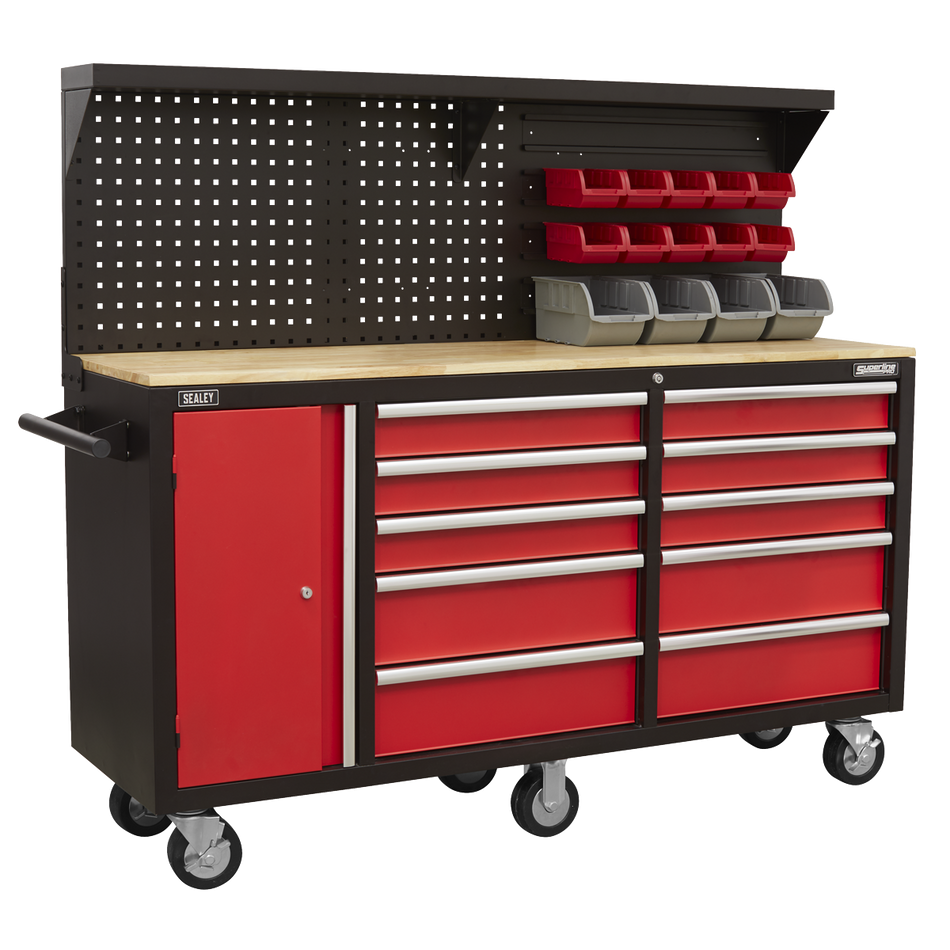 Sealey AP6310 10 Drawer Mobile Workstation with Backboard