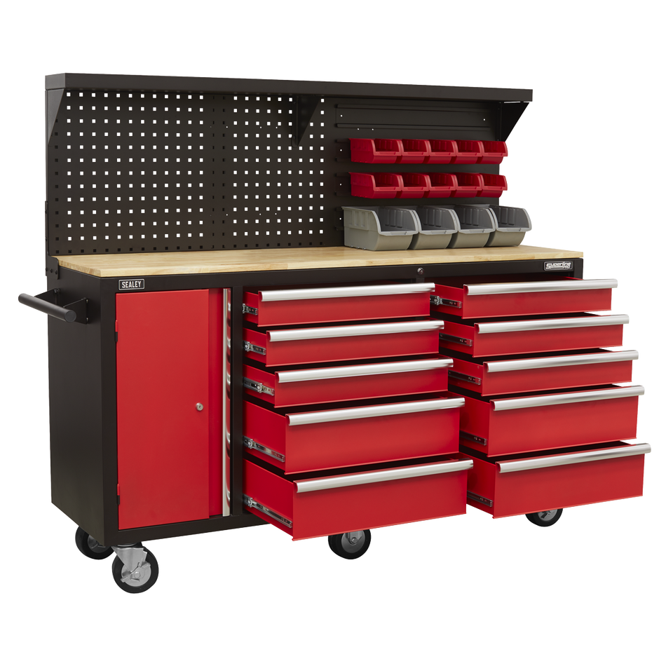 Sealey AP6310 10 Drawer Mobile Workstation with Backboard