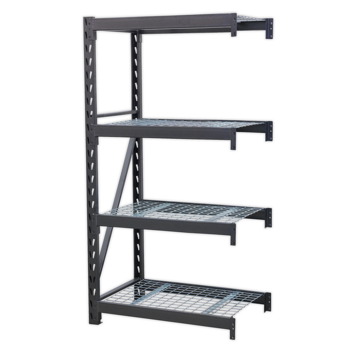 Sealey AP6372E Heavy-Duty Racking Extension Pack with 4 Mesh Shelves - 640kg Capacity Per Level