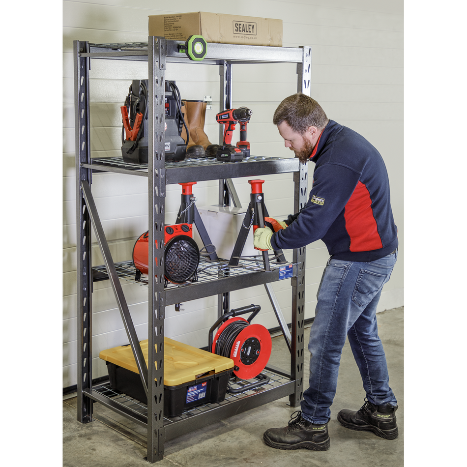 Sealey AP6372 Heavy-Duty Racking Unit with 4 Mesh Shelves - 640kg Capacity Per Level