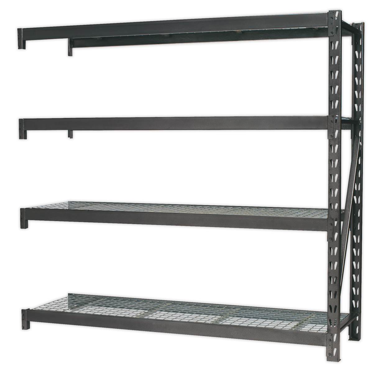 Sealey AP6572E Heavy-Duty Racking Extension Pack with 4 Mesh Shelves - 640kg Capacity Per Level