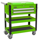 Sealey AP760MHV 2 Drawer Heavy-Duty Mobile Tool & Parts Trolley with Lockable Top - Hi-Vis Green