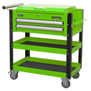 Sealey AP760MHV 2 Drawer Heavy-Duty Mobile Tool & Parts Trolley with Lockable Top - Hi-Vis Green