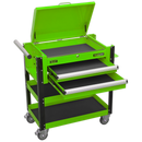 Sealey AP760MHV 2 Drawer Heavy-Duty Mobile Tool & Parts Trolley with Lockable Top - Hi-Vis Green