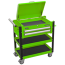 Sealey AP760MHV 2 Drawer Heavy-Duty Mobile Tool & Parts Trolley with Lockable Top - Hi-Vis Green