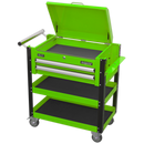 Sealey AP760MHV 2 Drawer Heavy-Duty Mobile Tool & Parts Trolley with Lockable Top - Hi-Vis Green