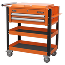 Sealey AP760MO 2 Drawer Heavy-Duty Mobile Tool & Parts Trolley with Lockable Top - Orange