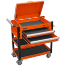 Sealey AP760MO 2 Drawer Heavy-Duty Mobile Tool & Parts Trolley with Lockable Top - Orange
