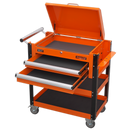 Sealey AP760MO 2 Drawer Heavy-Duty Mobile Tool & Parts Trolley with Lockable Top - Orange