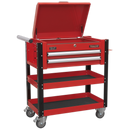 Sealey AP760M 2 Drawer Heavy-Duty Mobile Tool & Parts Trolley with Lockable Top - Red
