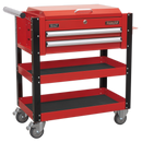 Sealey AP760M 2 Drawer Heavy-Duty Mobile Tool & Parts Trolley with Lockable Top - Red