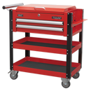 Sealey AP760M 2 Drawer Heavy-Duty Mobile Tool & Parts Trolley with Lockable Top - Red