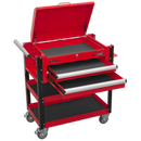 Sealey AP760M 2 Drawer Heavy-Duty Mobile Tool & Parts Trolley with Lockable Top - Red