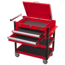 Sealey AP760M 2 Drawer Heavy-Duty Mobile Tool & Parts Trolley with Lockable Top - Red