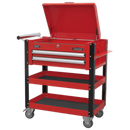 Sealey AP760M 2 Drawer Heavy-Duty Mobile Tool & Parts Trolley with Lockable Top - Red