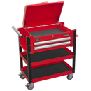 Sealey AP760M 2 Drawer Heavy-Duty Mobile Tool & Parts Trolley with Lockable Top - Red