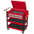 Sealey AP760M 2 Drawer Heavy-Duty Mobile Tool & Parts Trolley with Lockable Top - Red