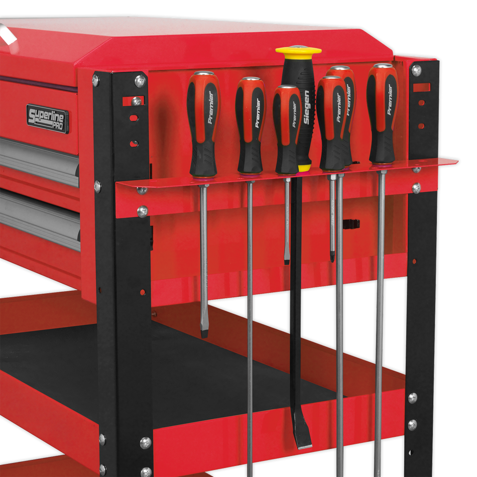 Sealey AP760M 2 Drawer Heavy-Duty Mobile Tool & Parts Trolley with Lockable Top - Red