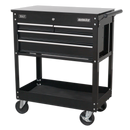 Sealey AP850MB Heavy-Duty Mobile Tool & Parts Trolley with 4 Drawers & Lockable Top - Black