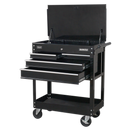Sealey AP850MB Heavy-Duty Mobile Tool & Parts Trolley with 4 Drawers & Lockable Top - Black