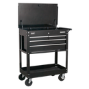 Sealey AP850MB Heavy-Duty Mobile Tool & Parts Trolley with 4 Drawers & Lockable Top - Black