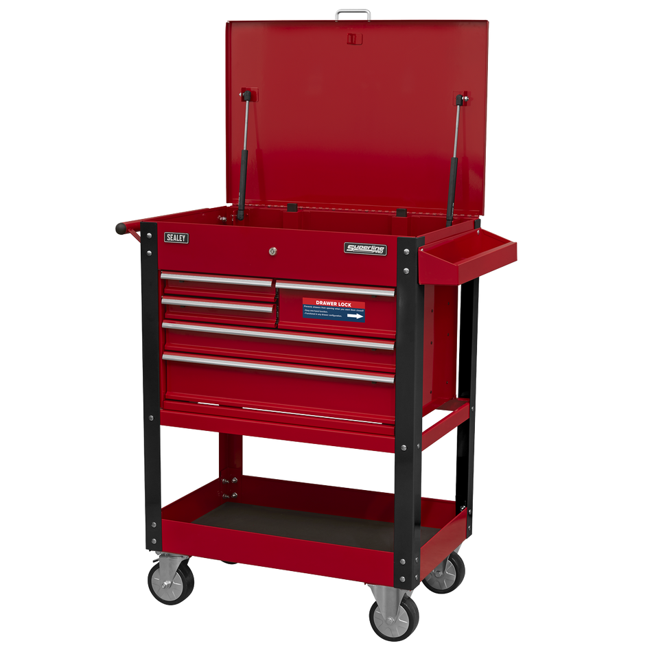 Sealey AP890M Heavy-Duty Mobile Tool & Parts Trolley with 5 Drawers & Lockable Top