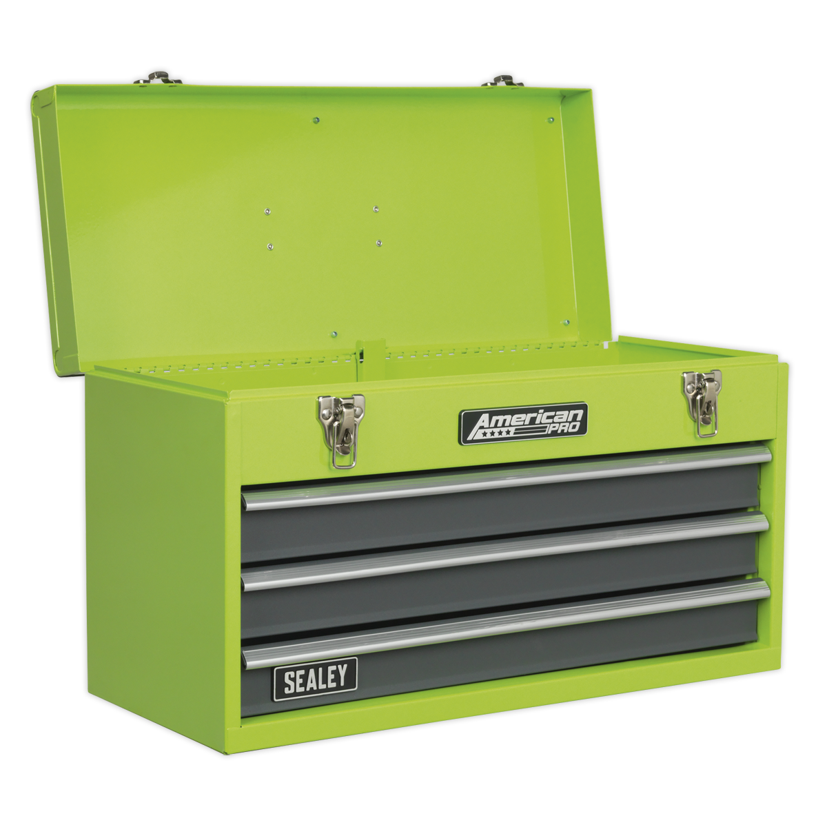 Sealey AP9243BBHV 3 Drawer Portable Tool Chest with Ball-Bearing Slides - Hi-Vis Green/Grey