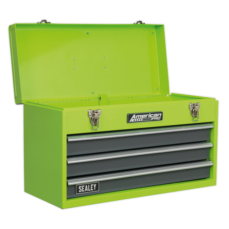 Sealey AP9243BBHV 3 Drawer Portable Tool Chest with Ball-Bearing Slides - Hi-Vis Green/Grey
