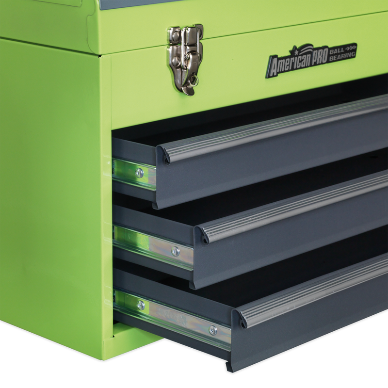 Sealey AP9243BBHV 3 Drawer Portable Tool Chest with Ball-Bearing Slides - Hi-Vis Green/Grey