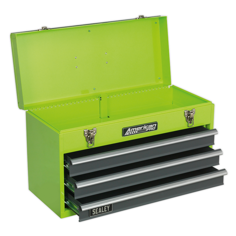 Sealey AP9243BBHV 3 Drawer Portable Tool Chest with Ball-Bearing Slides - Hi-Vis Green/Grey