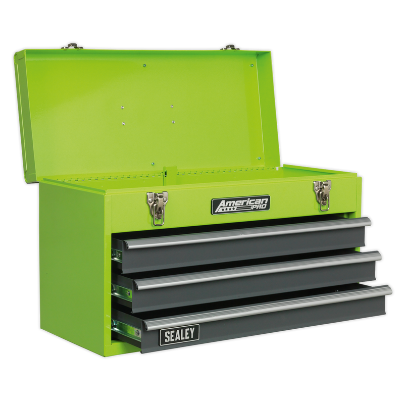 Sealey AP9243BBHV 3 Drawer Portable Tool Chest with Ball-Bearing Slides - Hi-Vis Green/Grey