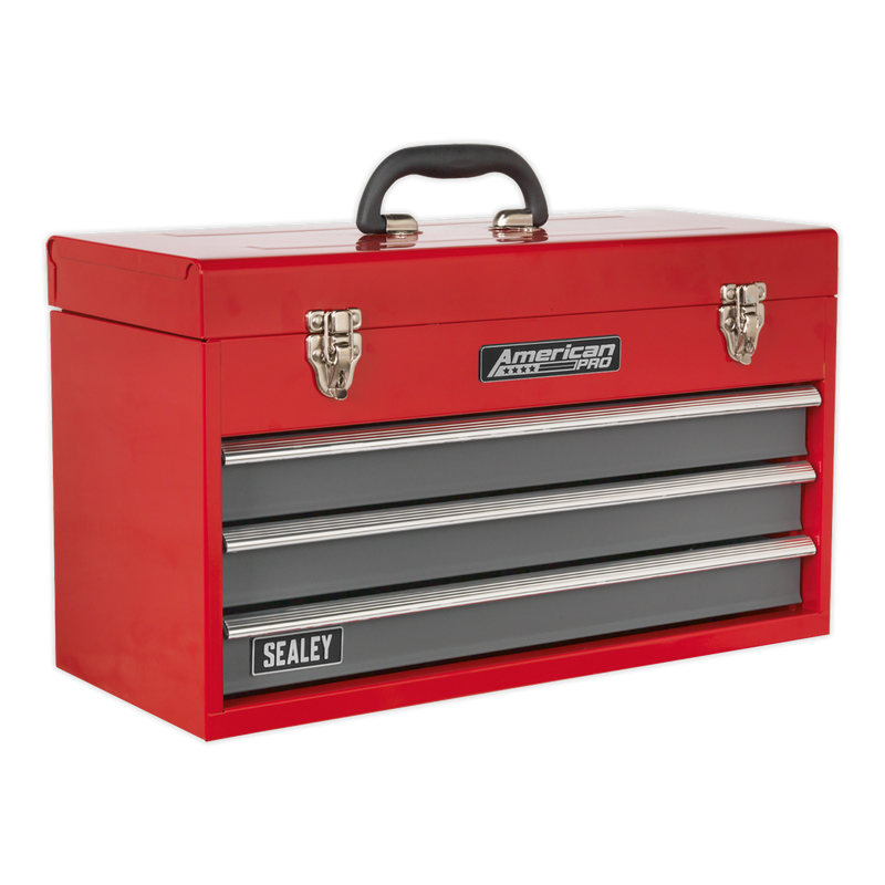 Sealey AP9243BB 3 Drawer Portable Tool Chest with Ball-Bearing Slides - Red/Grey
