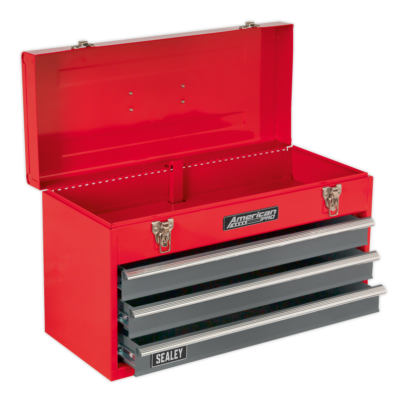 Sealey AP9243BB 3 Drawer Portable Tool Chest with Ball-Bearing Slides - Red/Grey