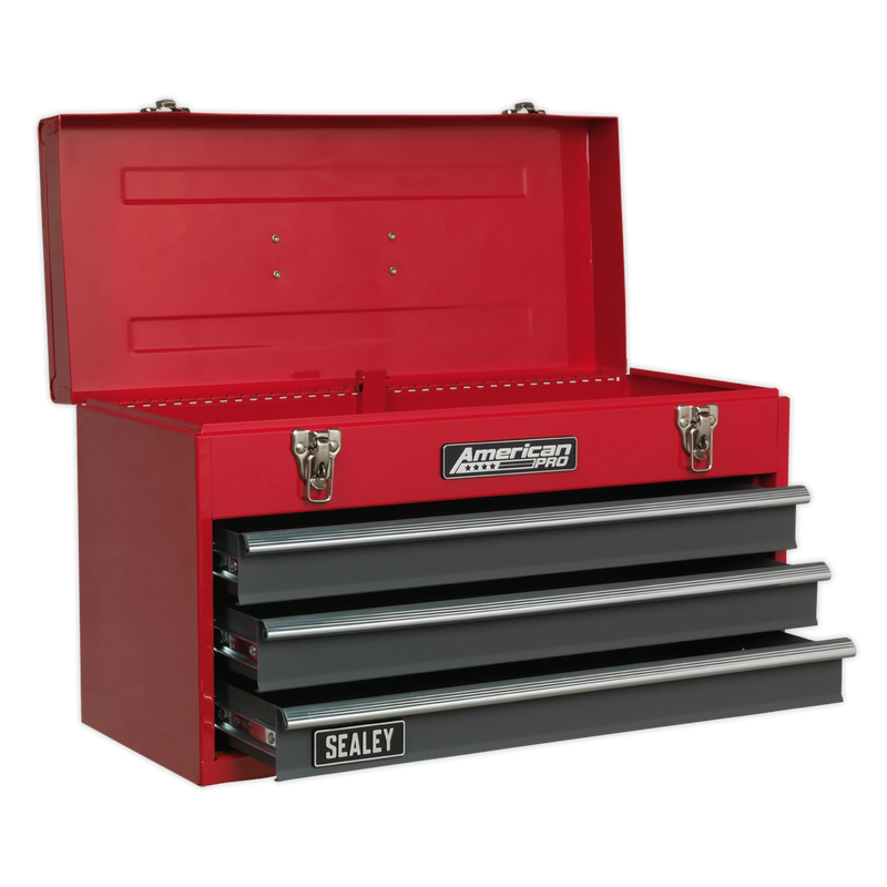 Sealey AP9243BB 3 Drawer Portable Tool Chest with Ball-Bearing Slides - Red/Grey