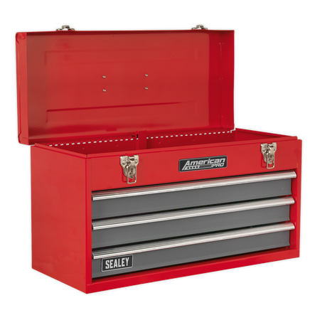 Sealey AP9243BB 3 Drawer Portable Tool Chest with Ball-Bearing Slides - Red/Grey