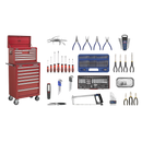 Sealey APCOMBOBBTK57 15 Drawer Topchest & Rollcab Combination with Ball-Bearing Slides & 147pc Tool Kit