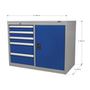 Sealey API1103B 5 Drawer & 1 Shelf Industrial Cabinet