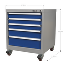 Sealey API5657B 5 Drawer Mobile Industrial Cabinet