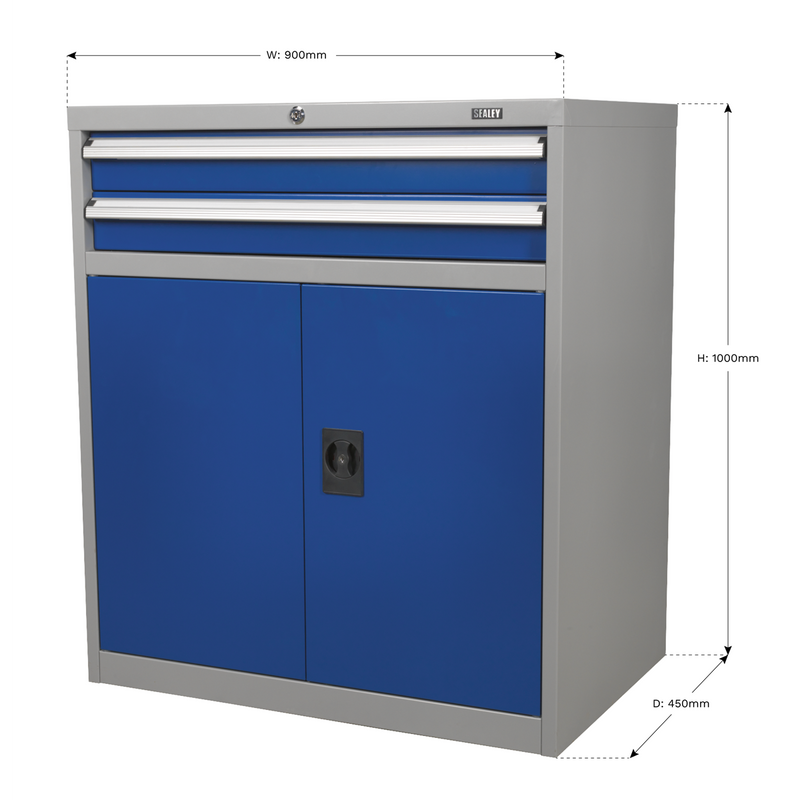 Sealey API8810 2 Drawer & 1 Shelf Double Industrial Locker Cabinet