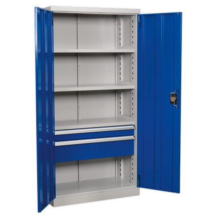 Sealey APICCOMBO2 1800mm 2 Drawer 3 Shelf Industrial Cabinet
