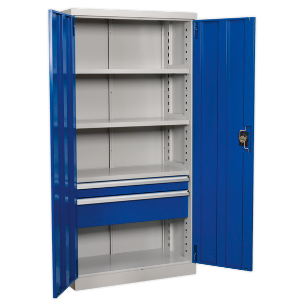Sealey APICCOMBO2 1800mm 2 Drawer 3 Shelf Industrial Cabinet