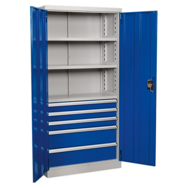 Sealey APICCOMBO5 1800mm 5 Drawer 3 Shelf Industrial Cabinet