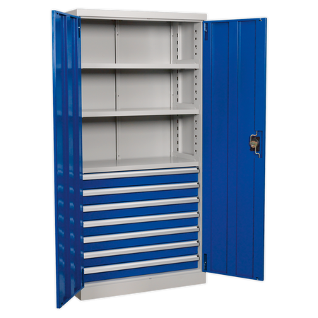 Sealey APICCOMBO7 1800mm 7 Drawer 3 Shelf Industrial Cabinet