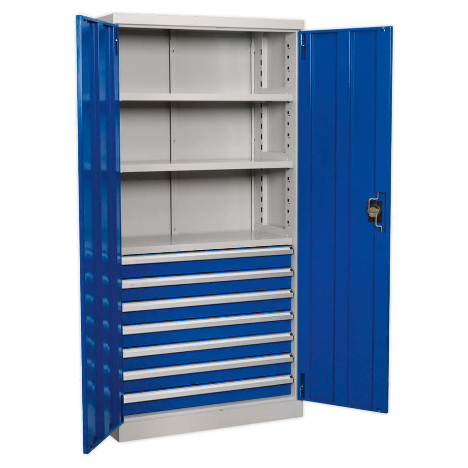 Sealey APICCOMBO7 1800mm 7 Drawer 3 Shelf Industrial Cabinet