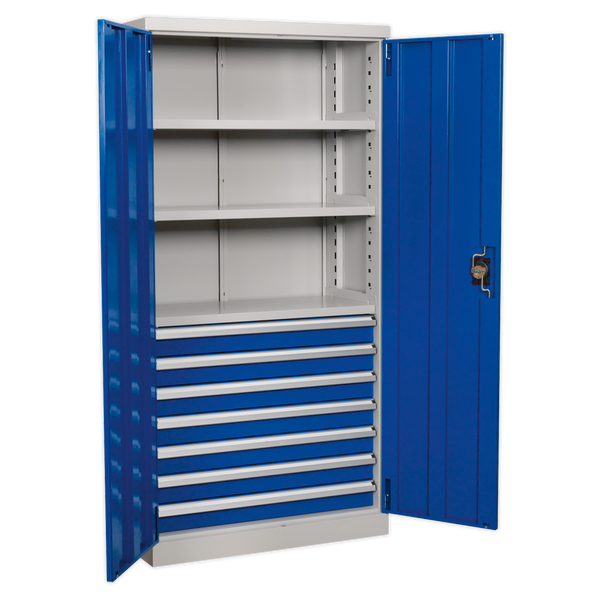Sealey APICCOMBO7 1800mm 7 Drawer 3 Shelf Industrial Cabinet
