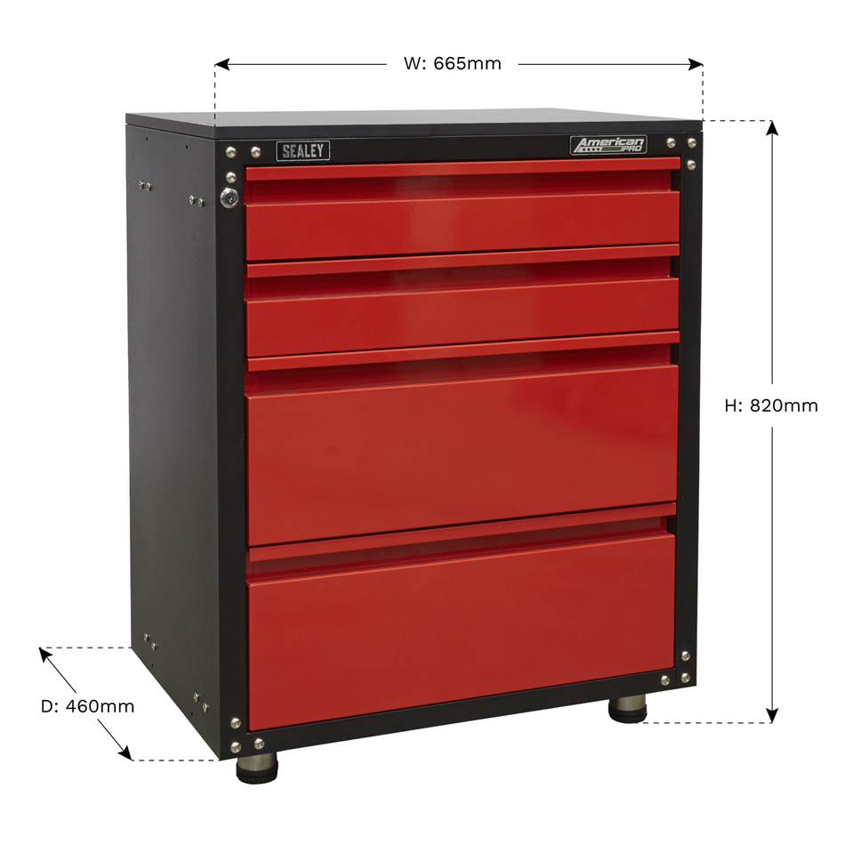 Sealey APMS84 665mm Modular 4 Drawer Cabinet with Worktop